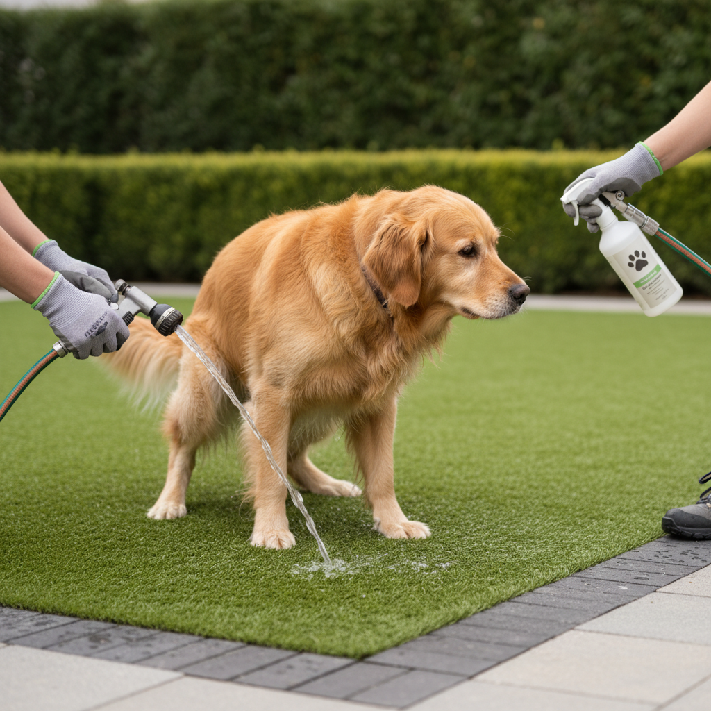Pet-friendly artificial grass installation with proper drainage in Rayne backyard — Abshire Brothers Lawn & Landscape