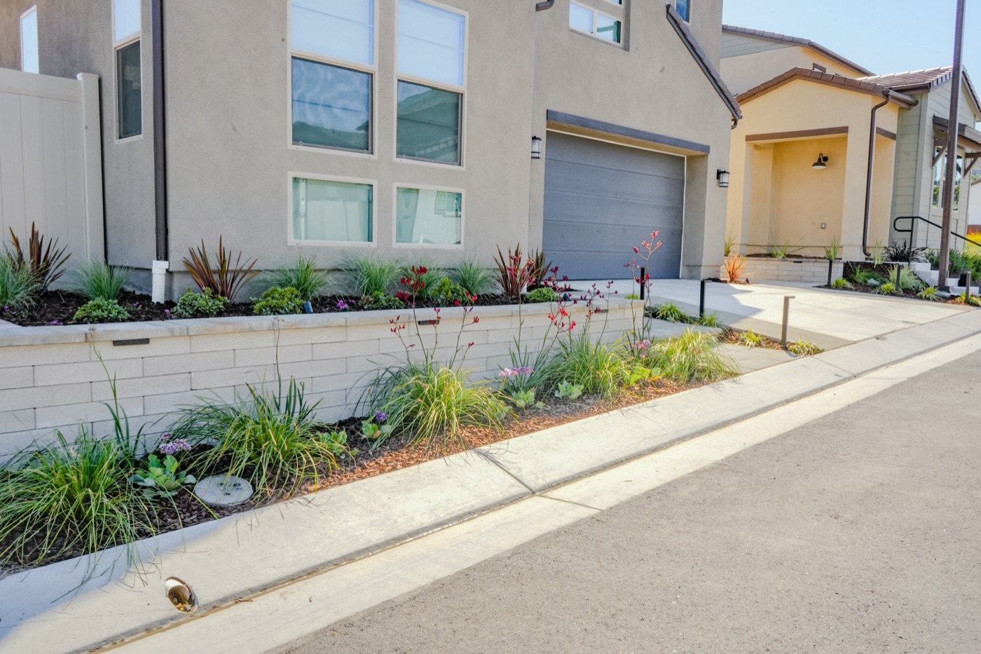 Contemporary drought-tolerant front yard in Scott by Abshire Brothers Lawn & Landscape