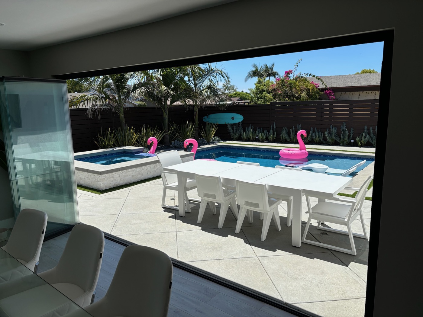 Pool and patio off the great room in Abbeville by Abshire Brothers Lawn & Landscape